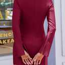Cicy Bell Womens Long Sleeve Bodycon Dress Mock Neck Slim Fit Party Cocktail Fall Mini Blazer Dresses Burgundy
