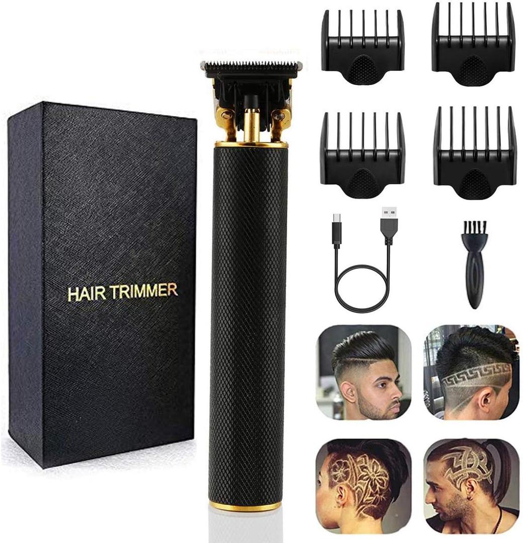 Unisex Hair Trimmer Kit - Cordless, Rechargeable, Waterproof, with Guide Combs for Men (Black)