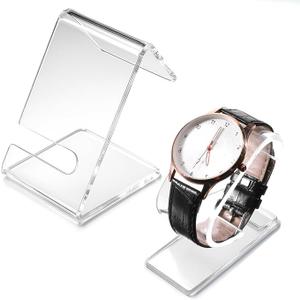 Thinp 2 Pcs Clear Watch Display Stand, 2 Sizes Single Watch Stands Acrylic Watches Holder Stand for Men Bracelet Display Stands for Women Mens