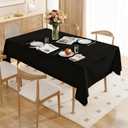 Rectangle Tablecloth Black Washable Decorative Polyester Table Cloth, Wipeable Table Cover for Dining/Wedding/Birthday/Party/Banquet Decor 60" x 84", 1 Pack