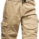 Mylldey Men's Cargo Shorts 3/4 Relaxed Fit Mens Running Shorts 7 Pockets Elastic Waist Cotton Hiking Shorts,XL