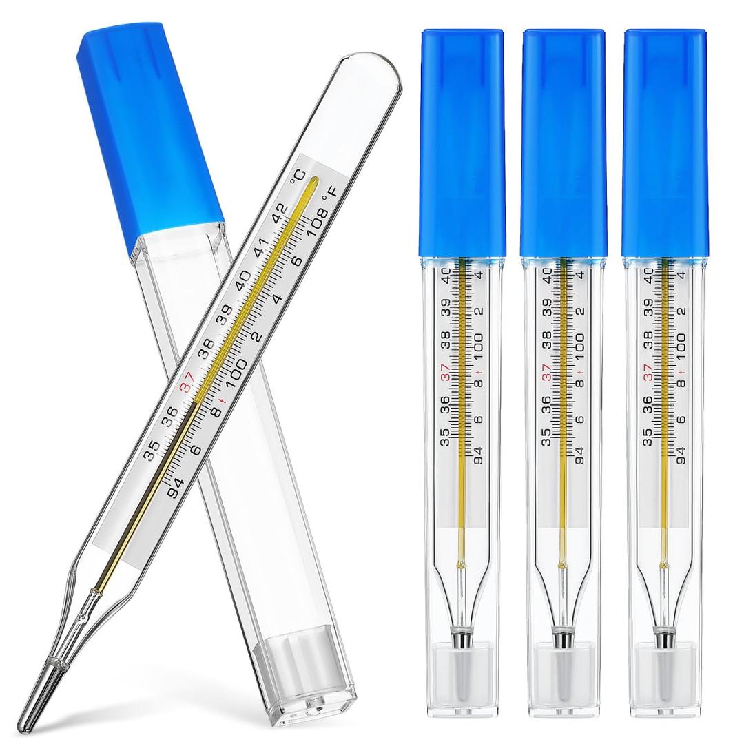 Glass Cuban Temperature Thermometers: Thermometers for Fever - Old Fashioned Axillary & Oral Thermometer for Adults Kids Elderly