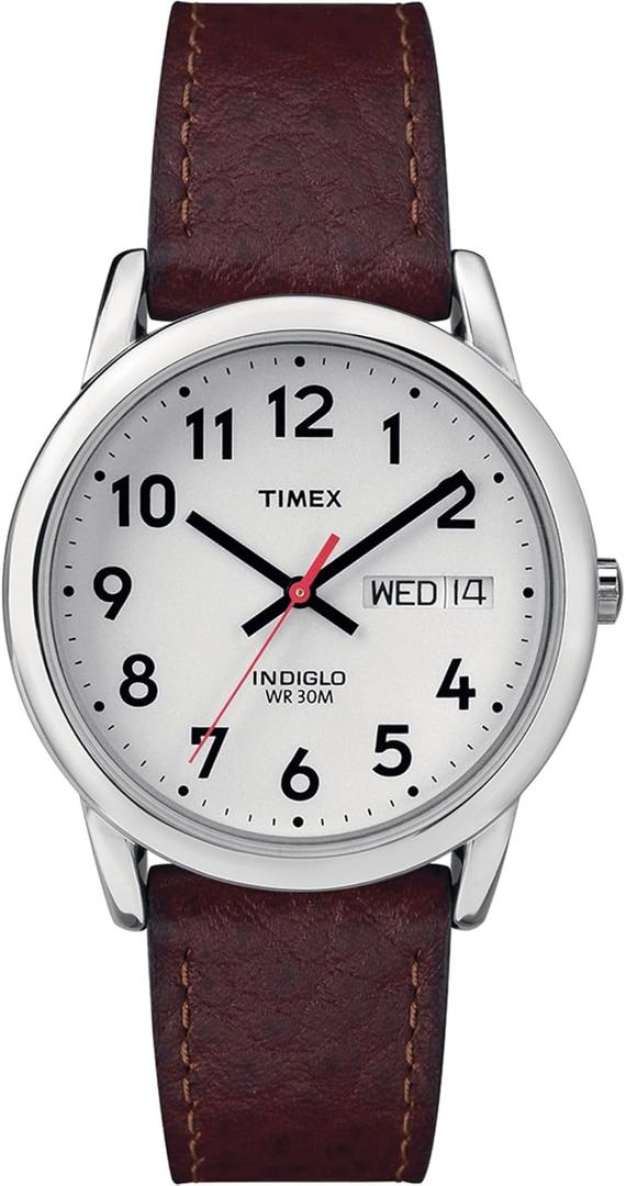 Timex Men's Easy Reader Watch (35mm, Brown/Silver-Tone/White/35mm)