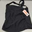 Scalloped Tankini Top Ribbed Bathing Suit Top Women Square Neckline Swimsuit Top (Large, Black)