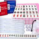 mah jongg sets Set with mahjong table（19inx19inx9in）– 166 Tiles (1.18x0.866x0.543in), 4 Clear Racks with Pushers, 4 Dice, 2 Rulebooks, Carry Bag, Full Kit for Home & Travel,travel mahjong set, 30x22x13.8 Millimeters