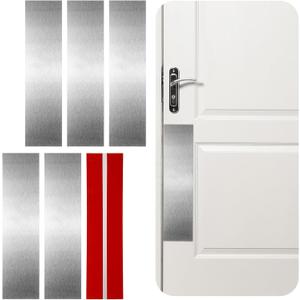 6 Pcs Door Scratch Protection Plate Door Metal Kick Plate 4" x 16" Self Adhesive Stainless Steel No Drill Kickplate for Interior, Exterior Doors, Sliver