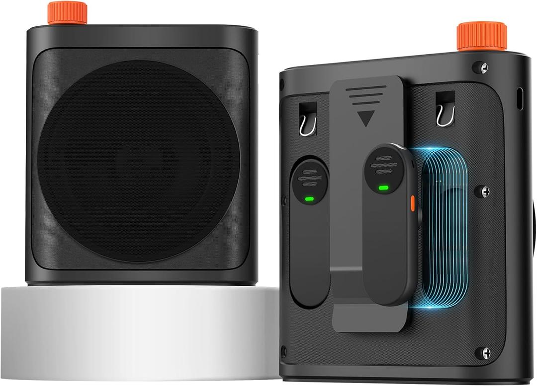 Wireless Voice Amplifier w/Magnetic Lavalier Mic,2000 mAh Bluetooth Power Amplifier w/ 2 Mic, Portable Voice Amp for Teachers Classroom Speech/Tour Guides/Coaches Yoga Fitness Instructors