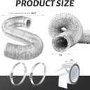 Zonon Dryer Vent Hose 3 Inch X 25 Feet Flexible Aluminum Foil Ducting Non Insulated with Stainless Steel Clamps and Aluminum Tape for Pipe, HVAC Heating Cooling Ventilation and Exhaust(Silver)