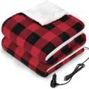 Sealy 12-Volt Heated Car Blanket with 2 Output USB Ports, 3 Heating Levels & 4 Hours Auto Off, Electric Blanket for Car Truck, SUV, RV or Camping, Machine Washable, 59" X 43", Plaid