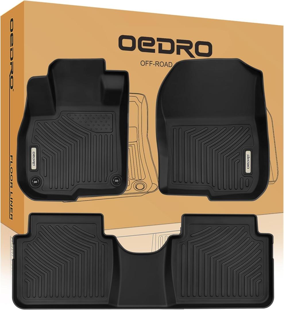 OEDRO Floor Mats Fit for Honda CR-V 2017-2022, TPE All Weather CRV Car Mats TPE Accessories, 1st and 2nd Row: Front, Rear, Full Set Liners, Black (2017- 2022 CR-V)