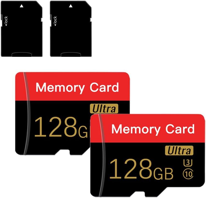2 Pack Micro Memory Card 128 GB with Adapter, C10/U3/UHS-I/A1, TransFlash Card, TF Card for Camera, Smartphone, Tablet, Drone (Red 128GB *2)