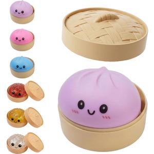 Dumpling Squishy, Dumpling Squishy Mystery Box, Mystery Dumplings Box, Colorful Dumplings Stress Balls Fidget Sensory Toy, Easter Basket Stuffers Party Favors (Purple)