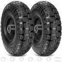 Solid Tires, 2 Pack Flat Free 4.10/3.50-4'' Wheels with 5/8” Axle Bore Hole and Double Sealed Bearings (Black, 2PK)