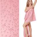 Oversized Flamingo Beach Towel, 100% Cotton Jacquard Weave Pool Towel, Extra Large Flamingo Beach Towels, Quick Dry Summer Towels for Pool Swimming Travel Bath, 30"x 70"