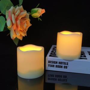 2 Pack 3 Outdoor Battery Operated Flameless Candles with Timer Flickering Pillar Waterproof Candle Plastic Electric LED Lights for Wedding Party Halloween Thanksgiving Christmas Decoration (3 x 3 inch)