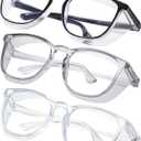 Safety glasses Goggles Nurses Protective Eyewear - Anti Fog Square Frame Stylish Clear Glasses for Women Men (C07-black Gery Clear)