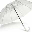 61.8 Inch Arc Large Clear Bubble Umbrella for Wedding & Daily Use, Transparent Dome Windproof Rainproof Stick Umbrella with J-Handle Elegant Photo Prop for 1-2 People