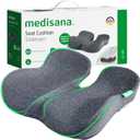 Medisana Seat Cushion, SC 100 Seat Cushions for Office Chairs, Car Seat, Wheelchair - Sciatica & Tailbone & Coccyx Pain Relief Pillow for Driver Sedentary, Christmas White Elephant Gifts for Adults (Large, Grey)