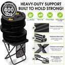 CAMDOOR Portable Collapsible Stool, 16″Folding Stool with 3 Side Pockets and Shoulder Strap, Extra Large Camping Chair Supports 400 lbs, Ultralight Portable Seat for Outdoor, Hiking, Fishing
