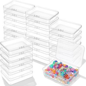 30 Pcs Clear Plastic Beads Storage Containers Box with Lids, 4.1" x 3" x 1" Mini Empty Square Containers Beads Storage Box for Jewelry, Earplugs, Pins, Craft Supplies
