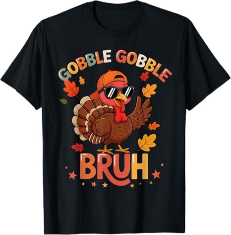 Bruh Funny Thanksgiving Turkey Gobble Shirt Boys Girls Kids T-Shirt, Size S