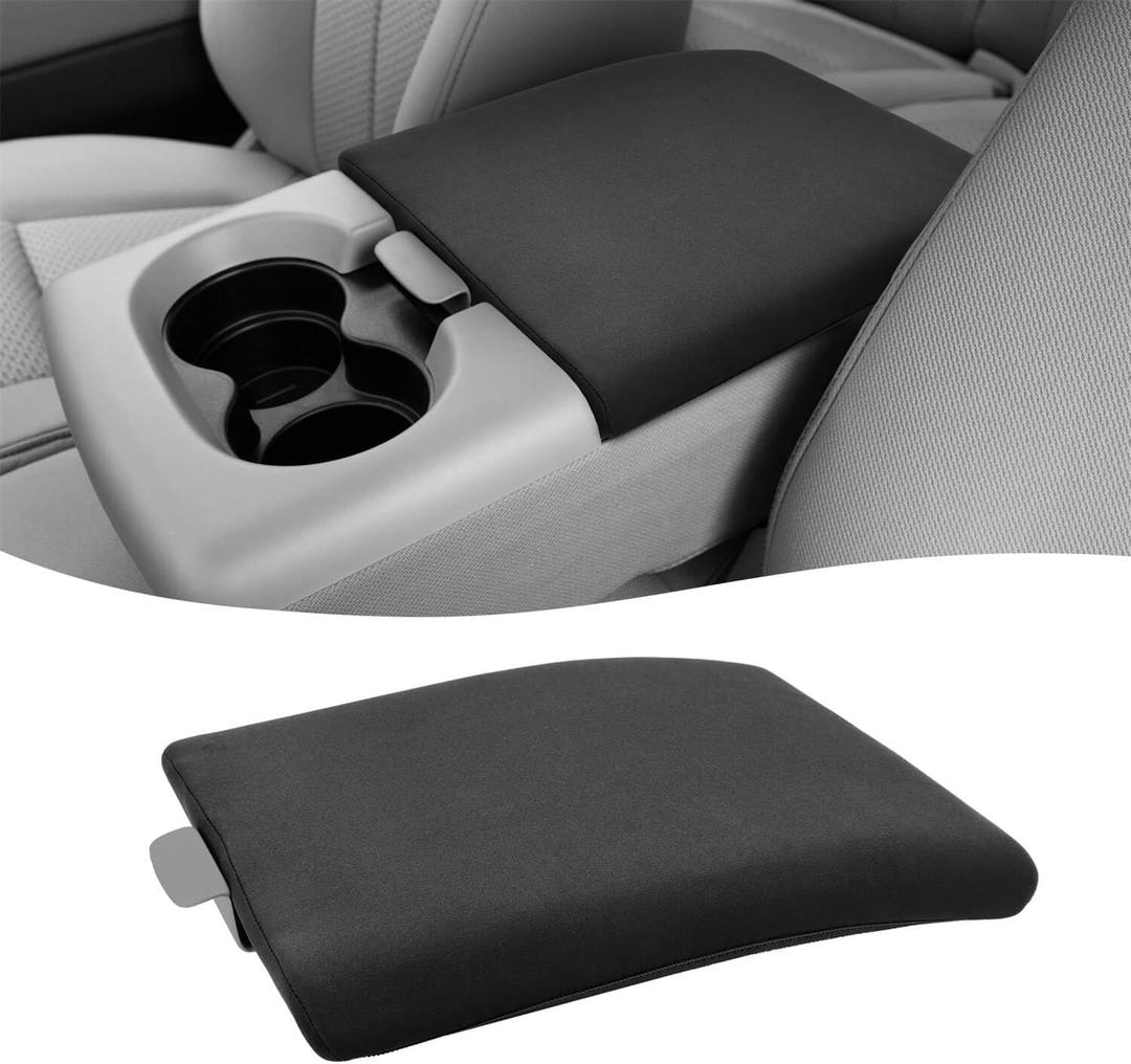 KBH Center Console Armrest Cover for Ford F150 2004-2010, Middle Console Lid Protector Interior Accessories, Polyester Fabric, Washable, Anti-Scratch, Black (Fits Jump Seat Only)