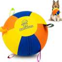 Herding Ball for Dogs, 10'' Dog Training Soccer Ball with Straps for Australian Shepherd, Border Collie, Cattle Dog, Small & Medium Breed Outdoor Play