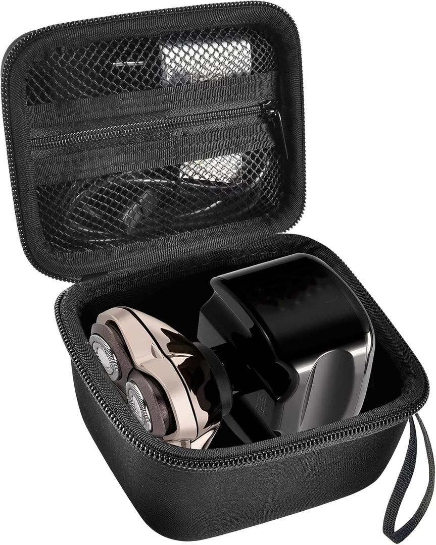 ANKHOH Case Compatible with Skull Shaver Electric Pitbull Pro Razor, Hard Travel Rotary Men Head Shavers Beard Trimmer Storage Bag with Zipper Mesh Pocket for Mustache Grooming Kit,Black-Only Box