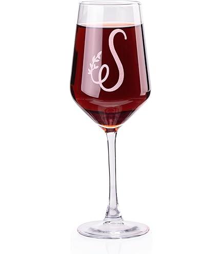 14 Ounce Classic Crystal Glass,A-Z Monogrammed Gifts For Women,Engraved Personalized Glass,Funny Lover Monogram Gifts For Women,Unique Glasses Gift (S)