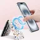 Jusy Phone Card Holder,Magnetic Phone Wallet Stand Adjustable Leather, Cute Pattern Wallet for Women Girls - Retro Flower