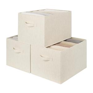 StorageWorks Closet Organizers and Storage Bins, Shelf Baskets for Clothes Storage, Fabric Storage Bins for Organization, Beige(NaturWeave Fabric), 3-Pack, Extra Large