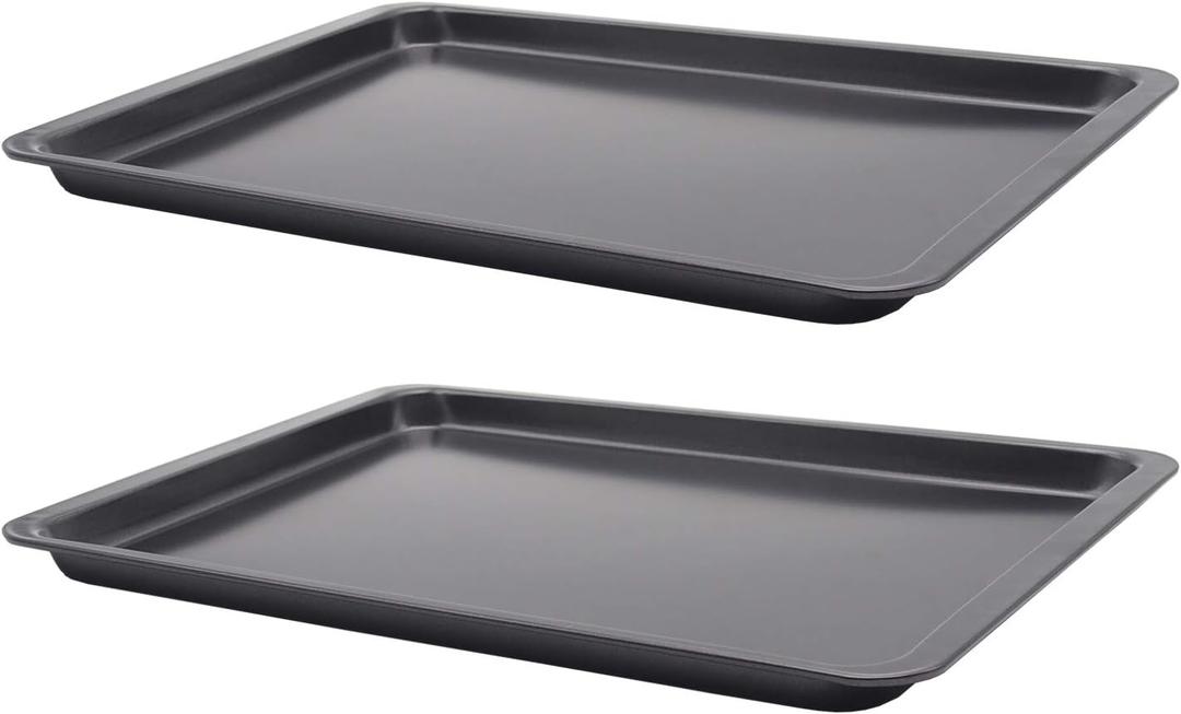 2PCS Cookie Sheet 10x14.5 Inch (Inner 9x13) Baking Sheet Nonstick Heavy Carbon Steel Baking Pans Bakeware