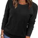 WIHOLL Tops for Women 2026 Trendy Long Knit Pullover Sweaters with Pocket Blue Large