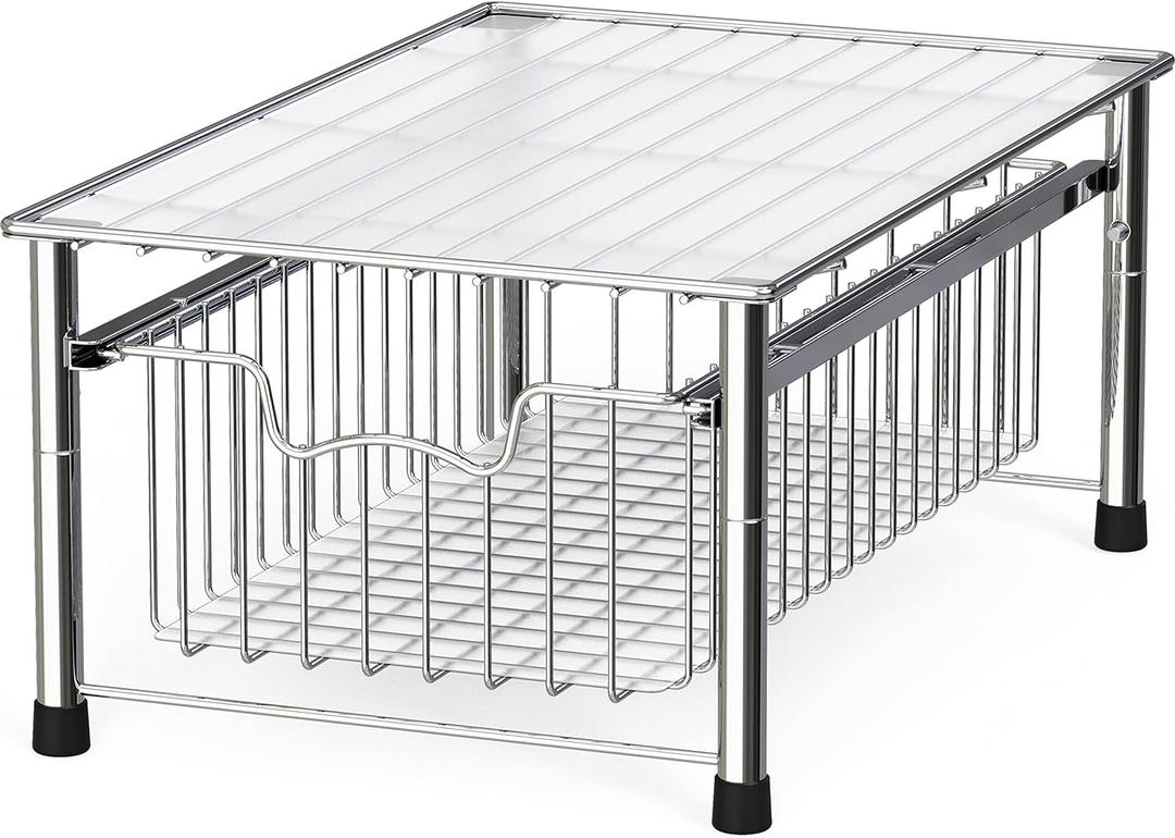 Simple Houseware Stackable Basket Drawer, Chrome (1-Tier)