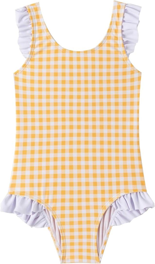 LIZENS One-piece Swimsuit for Girls, Children's Swimwear with Ruffles, Size 4-5T 