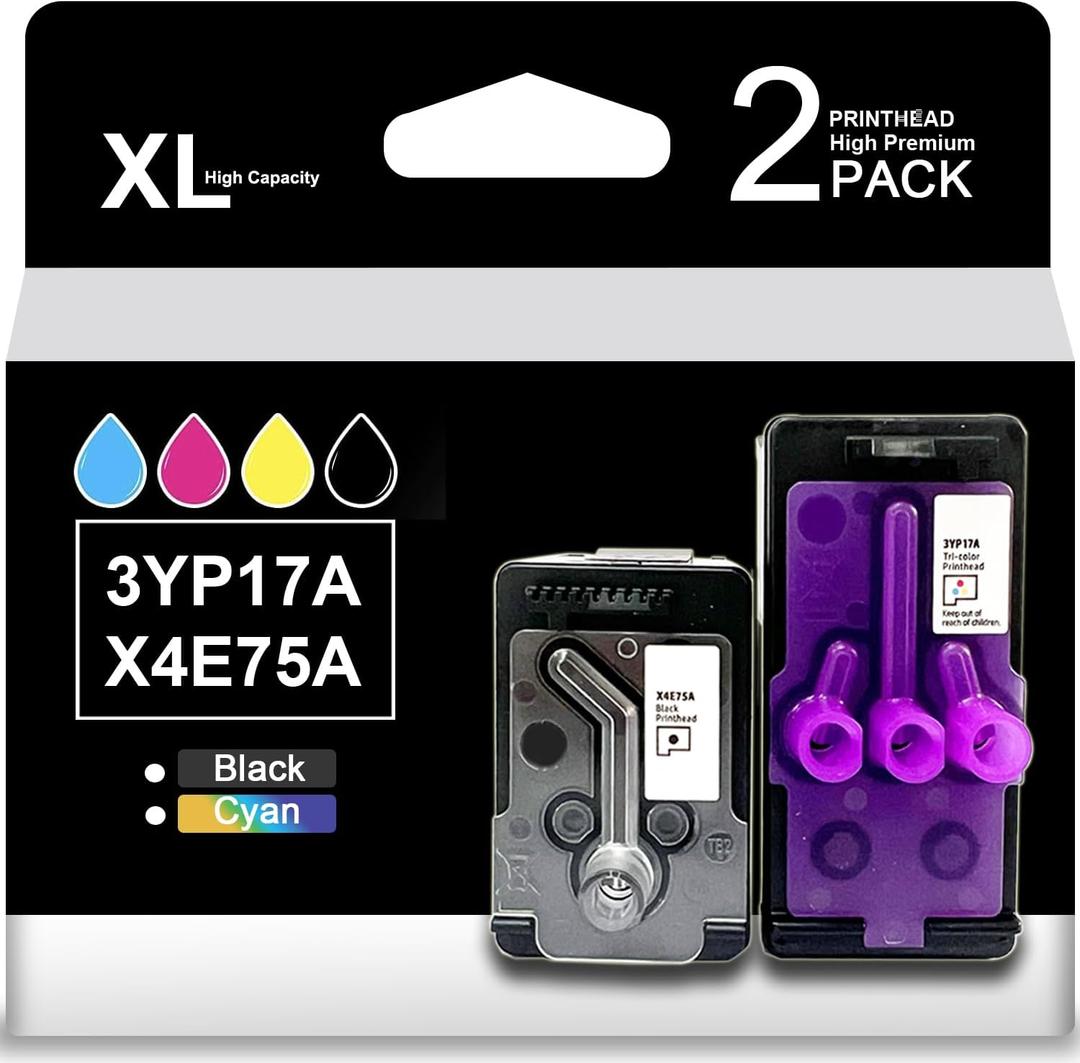 High Yield Combo 3YP17A X4E75A Printhead Replacement for HP 660 670 700 6000 6001 7000 7001 7300 7301 7600 7602Series Printers with Black and Color Ink cartridges Printhead