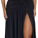Women's Summer Sexy Maxi Dress 2025 Long Dresses Cocktail Wedding Guest Club Elegant Formal Party (Black, L)