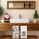 3 x Coquette Red and Green Christmas Bow Kitchen Towels, Preppy Christmas Dish Tea Towel for Kitchen, Girly Xmas Snowflakes Holiday Decorative Hand Towels for Bathroom, 16x24 Inches Set of 2