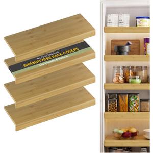 Bamboo Wire Shelf Covers, 34" W x 12" D, 4-Pack, Natural