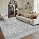 8x10 Area Rugs for Living Room Washable Large Vintage Grey Rugs