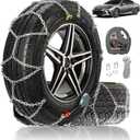 Auto Fixing Snow Chains for Car Tires, Tire Chains for Passenger Cars, Sedan, SUVs, Quick Fit & Easy Installation Snow Tire Chains, Portable Reusable Emergency Tire Traction Chain, Set of 2 (HPK-1553)