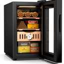 25L Electric Humidor, 200 Counts Cigar Humidor Cabinet with Cooling Temperature Control, Electric Cooling Cigar Fridge with Spanish Cedar Wood Shelves & Hygrometer