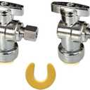 HQMPC Angle Stop Valve, No Lead Brass 1/2" PTC x 1/4" Compression Push Fit Shut Off Water Valve With Disconnect Clip, Push-to-Connect, PEX, Copper, CPVC