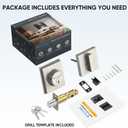 TICONN Front Door Handle Set, Heavy Duty Square Door Lever & Single Cylinder Deadbolt Combo Reversible for Entrance Exterior Doors (Deadbolt Only) (Satin Nickel)