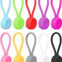 Quacc 9 PCS Reusable Magnetic Cable Ties Magnetic Cable Ties Silicone Cable Straps Wire Organizer for Earphone Phone Charger Audio Cable 9 Colors Silicone Cable Clips for Office, School, Home