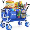 Aimnny 400L Extra-Large Beach Wagon, 48" Heavy Push & Pull Folding Cart | 9"x4" All-Terrain Wheels with Dual Brake System, 600 lb Capacity, Compact Fold, Fits in Car Trunks, Multi-Use Utility Cart(the bolt that holds the wheel was cut off)