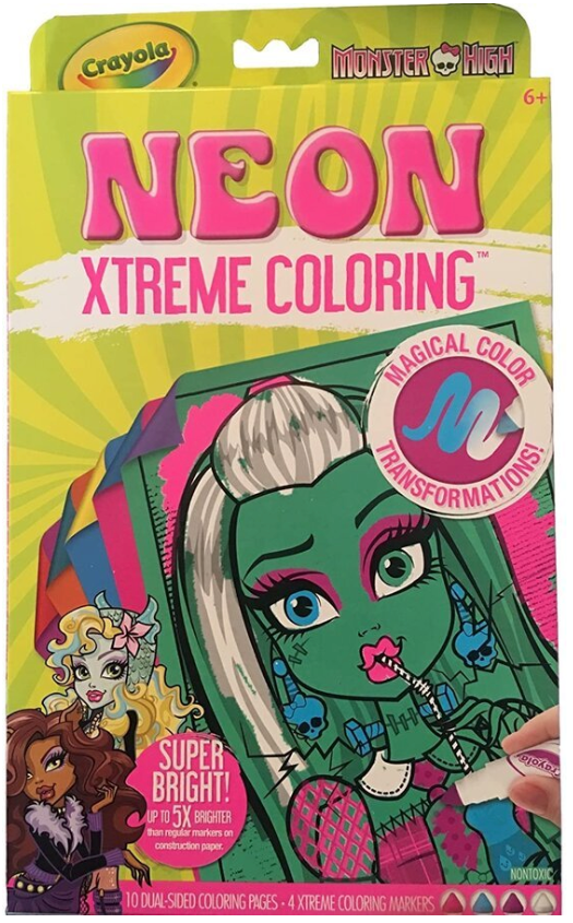 X White 2 Mesh Wash Bag Large & Small, Monster High Neon Xtreme Coloring.