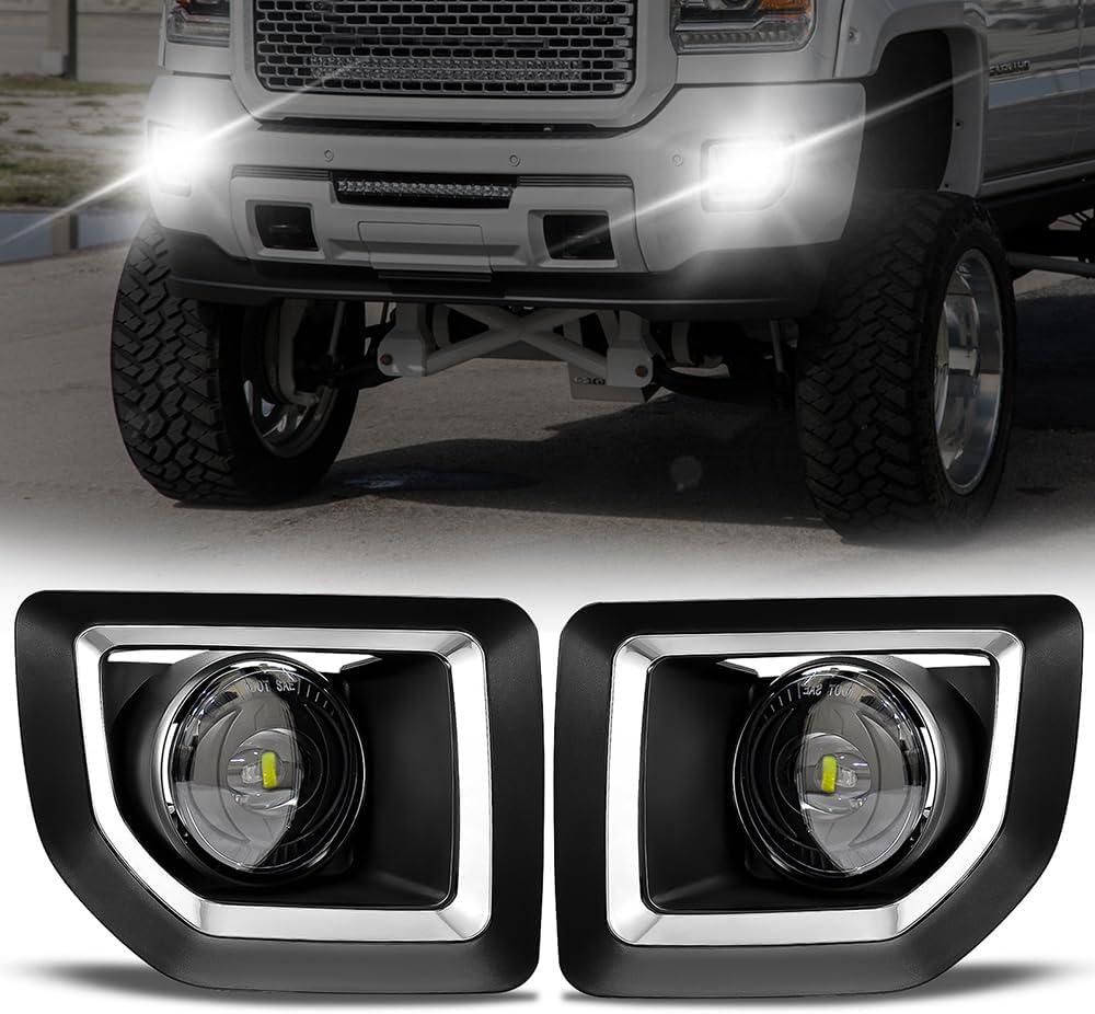 LED Fog Lights-For 2015-2019 GMC Sierra 2500HD/3500HD, Fog Light Assembly Replacement, Easy to Install,Waterproof,Exclude Fog Wiring Harness