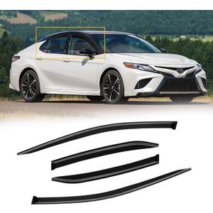 Window Visors for Toyota Camry 2018-2024, Rain Guards Shields Vent Deflector Shade Dark Smoke 2019 2020 2021 2022 2023, Tape-On, 4PCS