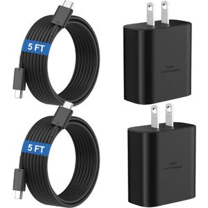 45W Super Fast Charger USB C Android Phone Type C Charger Fast Charging Block with 5FT Cord for Samsung Galaxy S26/S26 Ultra/S26+/S25 Ultra/S25/S24 Ultra/S24/S23 Ultra/S22/S21/S20/Note 10, Black